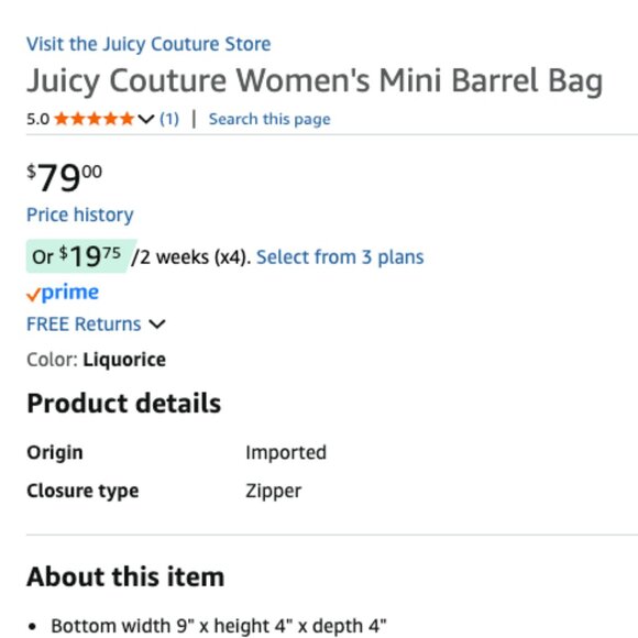 NWT - Juicy Couture Black Barrel Bag/Shoulder Bag - Picture 17 of 17